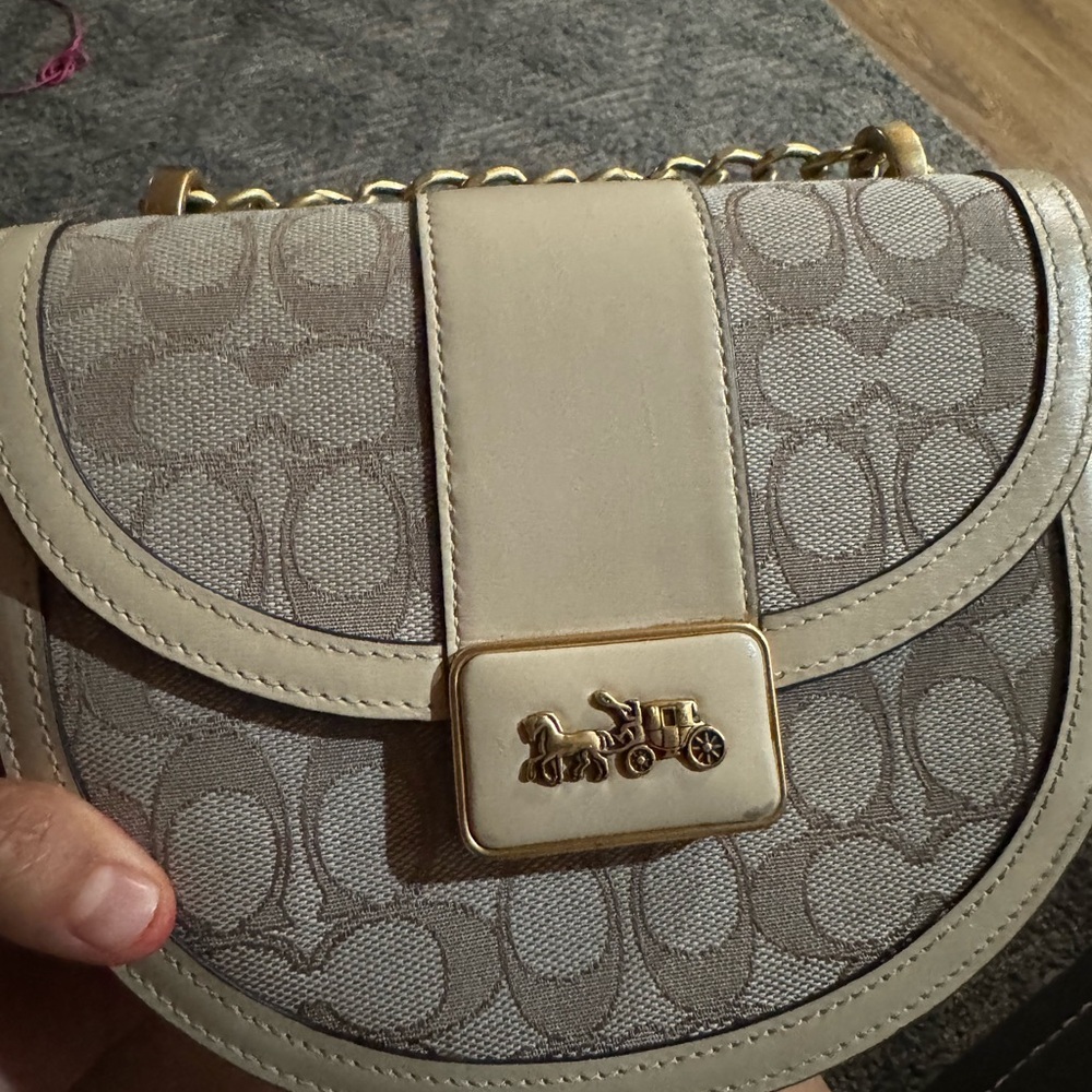 Coach Beige and Gold Crossbody Bag